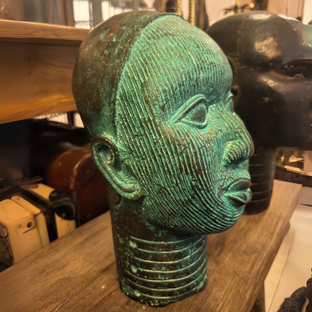 Cabeza Yoruba Africana turquesa - Imagen 2